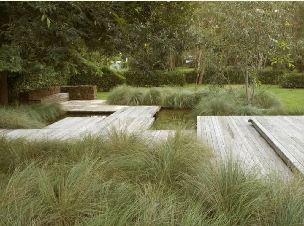 Outdoor living amidst ornamental grasses