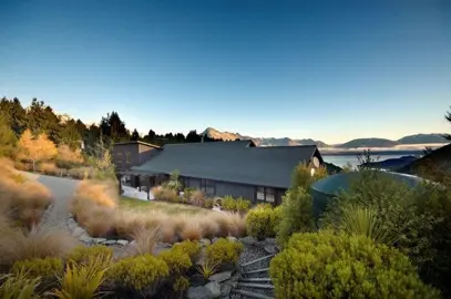 Alpine garden with grasses and Hebe